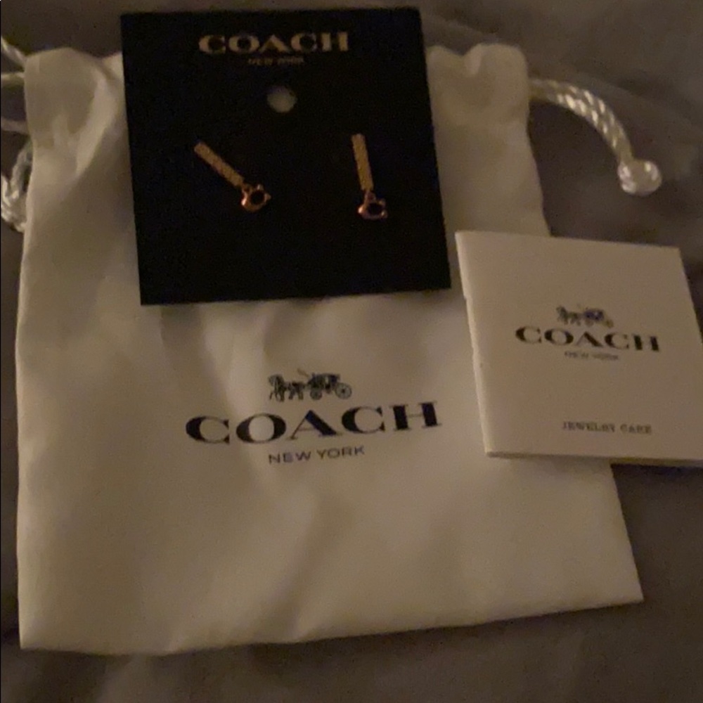 Coach Signature Pave Bar Stud Earrings